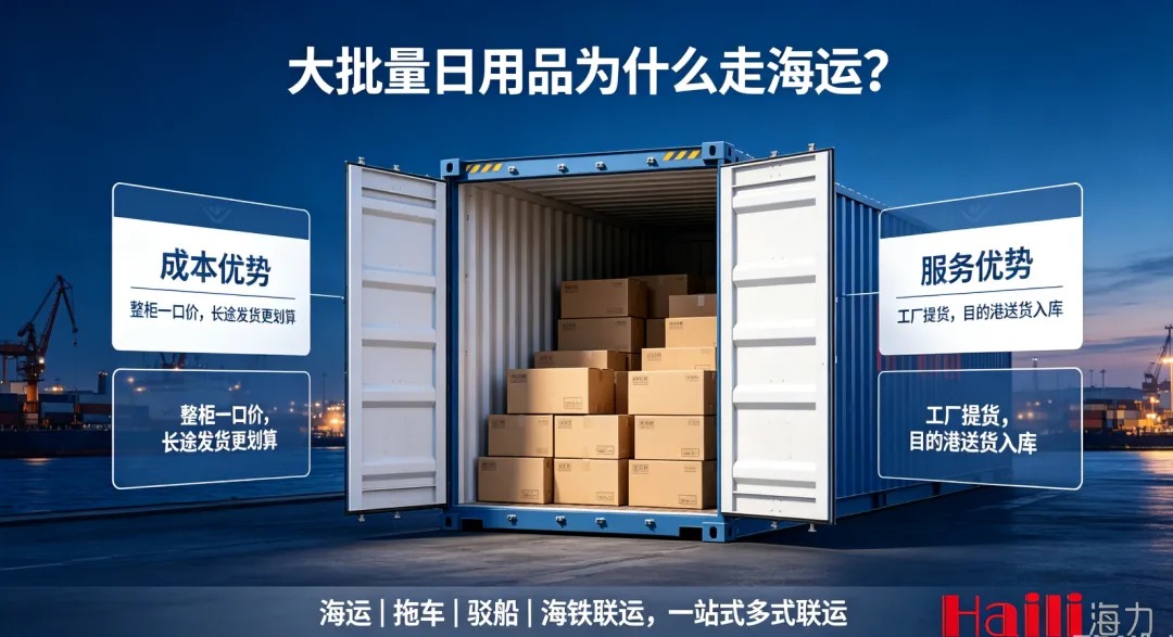 大批量日用品跨区域发货，，，，，，，为什么越来越多企业优先选择海运？？？